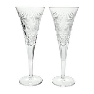 Waterford “Millennium” 2 Crystal Fluted Champagne Glasses 9 1/4” 8oz Prosperity